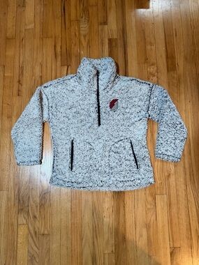 Portland Trail Blazers Cream Plush Sherpa Quarter-Zip Pullover Woman’s